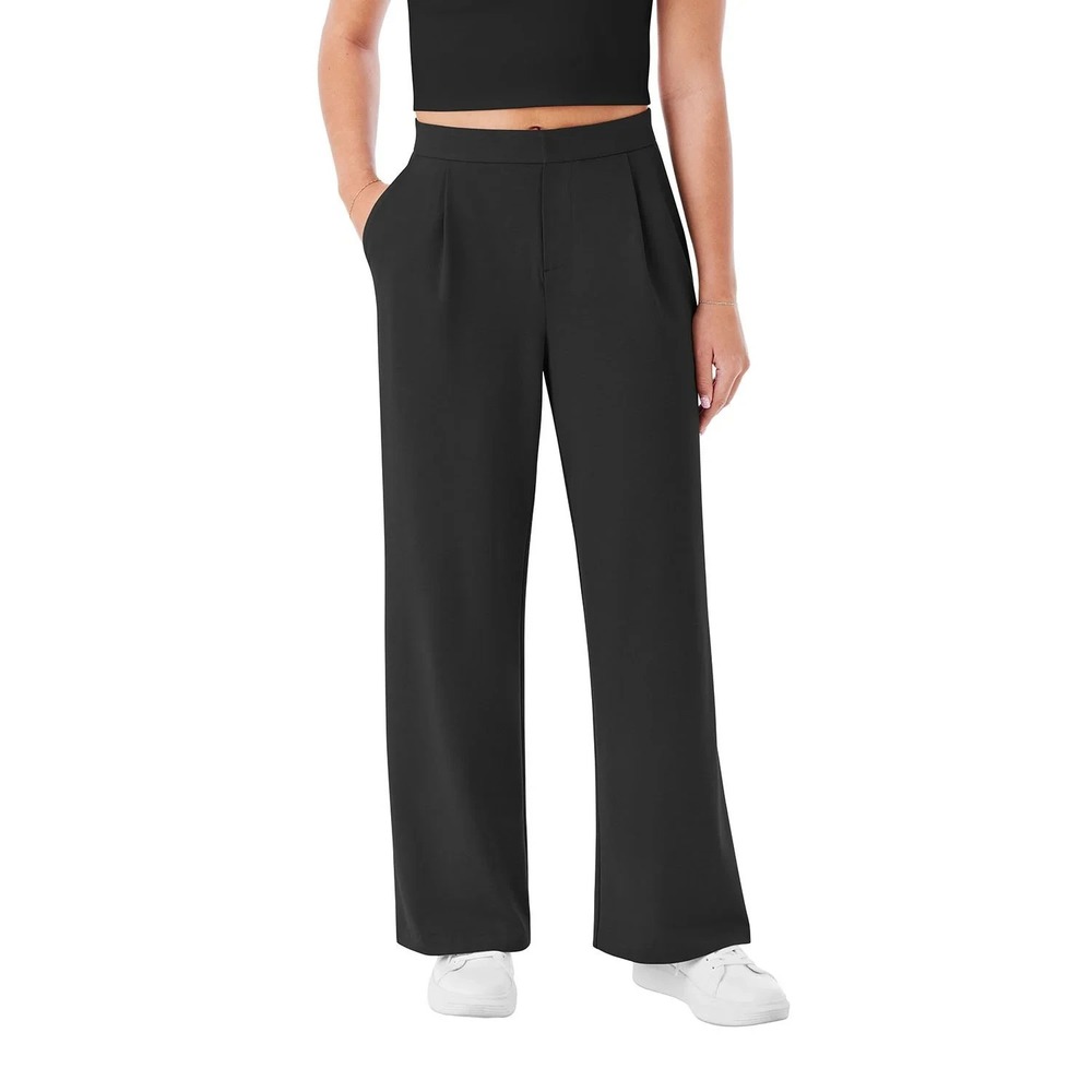 Member's Mark Women's Modern Wide Leg Trouser Size L Black Heathered NWT